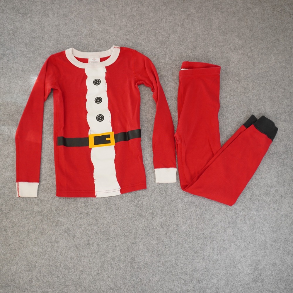 Hanna Andersson Size 8 Long Sleeve Pajama Set Kids Red Santa Claus Christmas